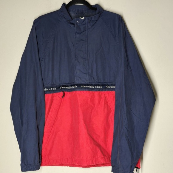Abercrombie & Fitch Men's Colorblock Half Zip Windbreaker Jacket XL Logo Tape - Picture 1 of 7